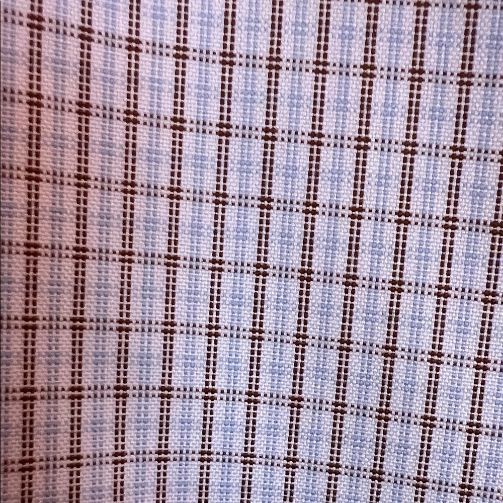 Roundtree & Yorke White Beige BlueDress Shirt with Beige and Blue Check - Picture 4 of 6